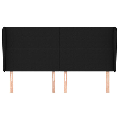 Hoofdbord met randen 203x23x118/128 cm stof zwart 203 x 23 x 118/128 cm Zwart