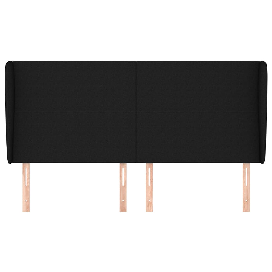 Hoofdbord met randen 203x23x118/128 cm stof zwart 203 x 23 x 118/128 cm Zwart