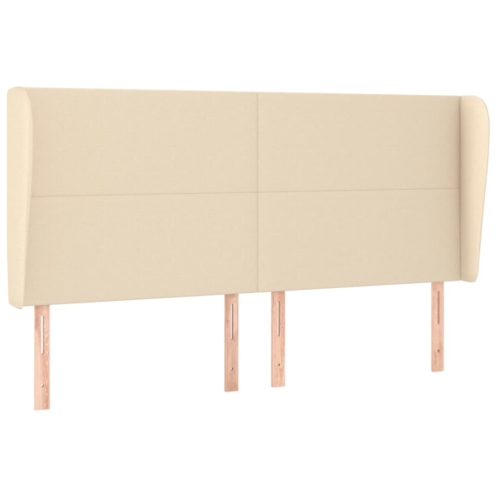 Hoofdbord met randen 203x23x118/128 cm stof crèmekleurig 203 x 23 x 118/128 cm Crème