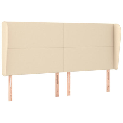 Hoofdbord met randen 203x23x118/128 cm stof crèmekleurig 203 x 23 x 118/128 cm Crème