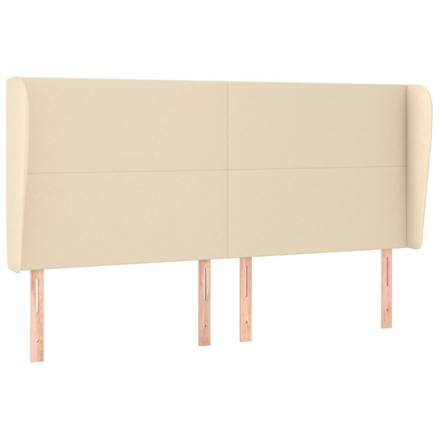 Hoofdbord met randen 203x23x118/128 cm stof crèmekleurig 203 x 23 x 118/128 cm Crème