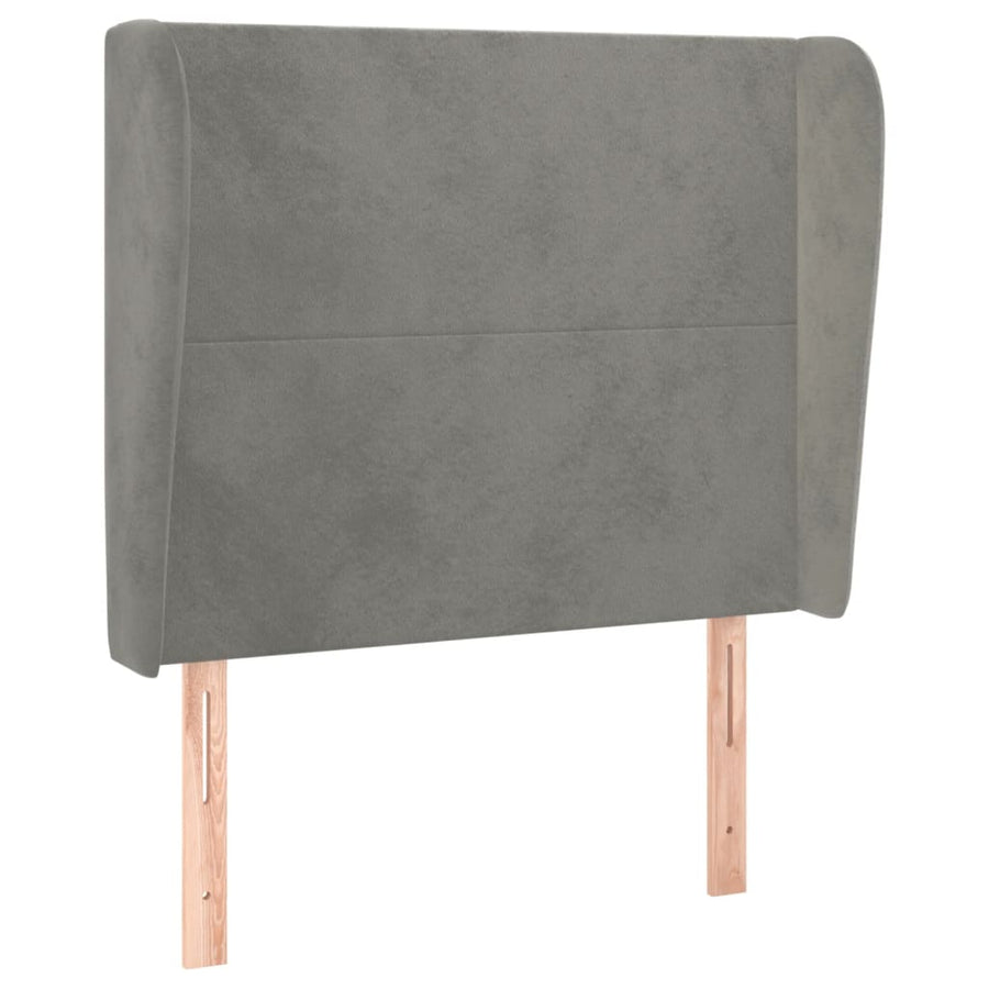 Hoofdbord Met Randen 83X23X118/128 Cm Fluweel Lichtgrijs