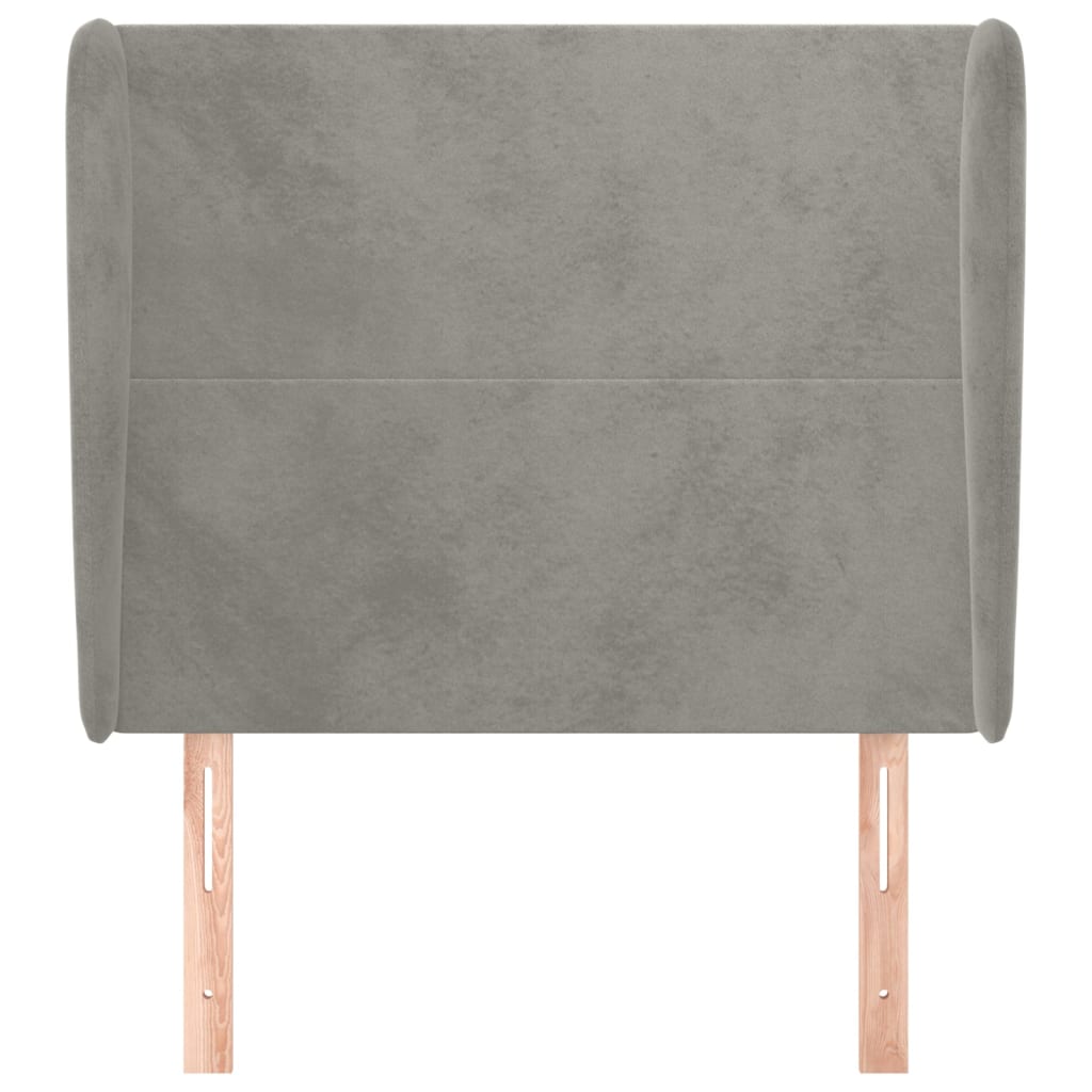 Hoofdbord Met Randen 83X23X118/128 Cm Fluweel Lichtgrijs