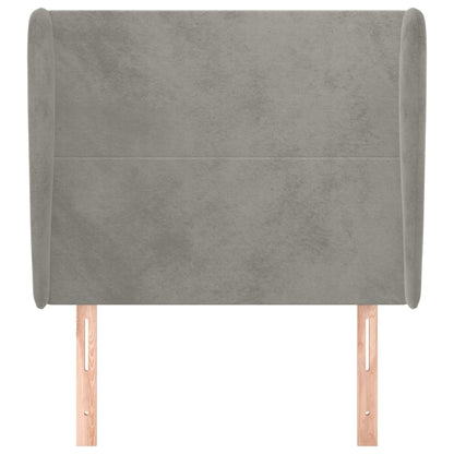 Hoofdbord Met Randen 83X23X118/128 Cm Fluweel Lichtgrijs