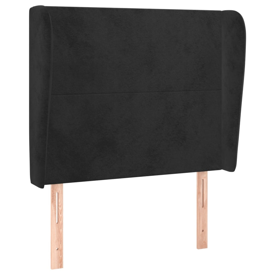 Hoofdbord Met Randen 83X23X118/128 Cm Fluweel Zwart