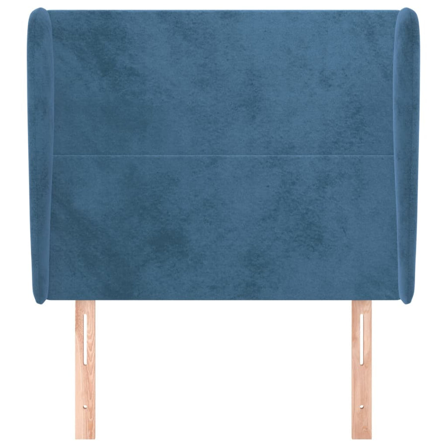 Hoofdbord Met Randen 83X23X118/128 Cm Fluweel Donkerblauw
