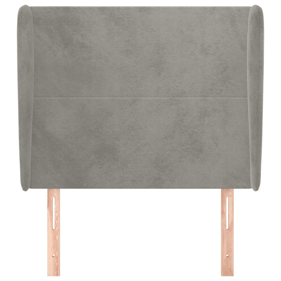 Hoofdbord Met Randen 93X23X118/128 Cm Fluweel Lichtgrijs