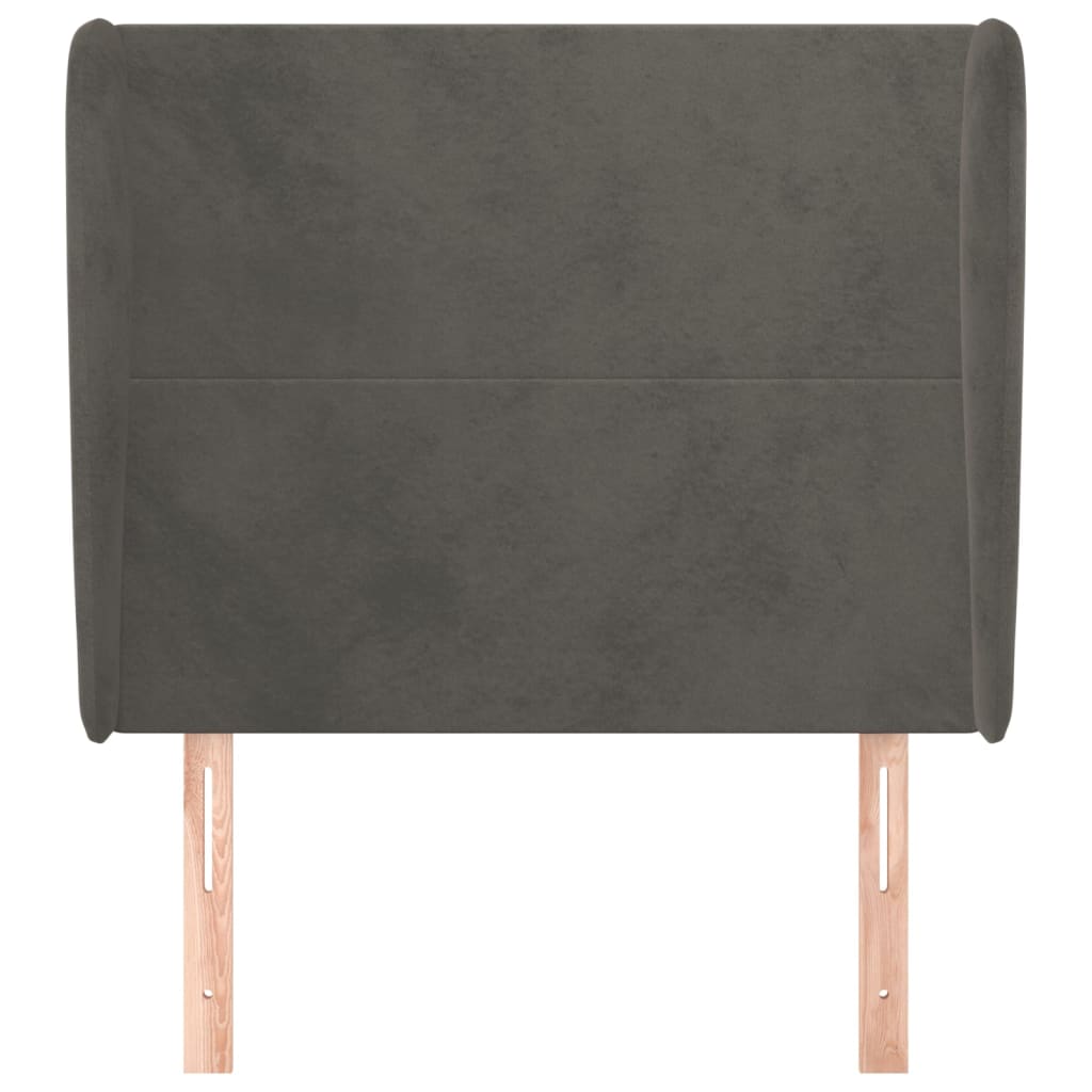 Hoofdbord Met Randen 93X23X118/128 Cm Fluweel Donkergrijs