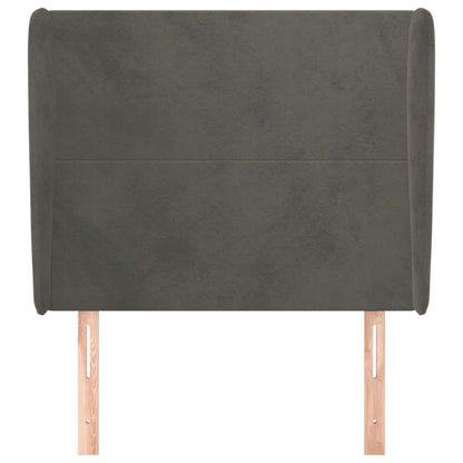 Hoofdbord Met Randen 93X23X118/128 Cm Fluweel Donkergrijs