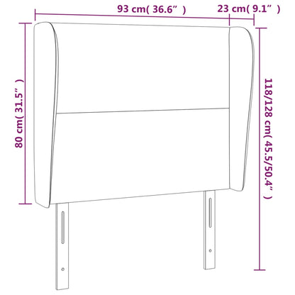 Hoofdbord Met Randen 93X23X118/128 Cm Fluweel Zwart
