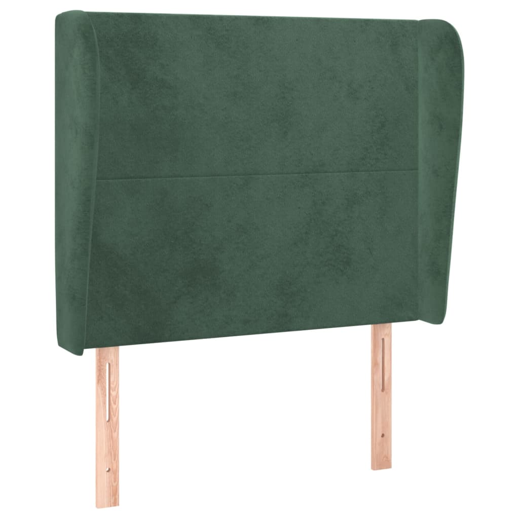 Hoofdbord met randen 93x23x118/128 cm fluweel donkergroen
