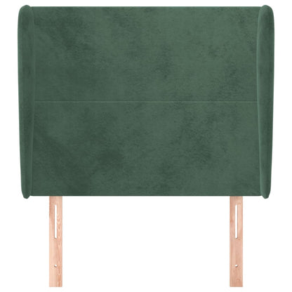 Hoofdbord met randen 93x23x118/128 cm fluweel donkergroen