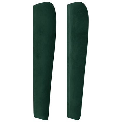 Hoofdbord met randen 93x23x118/128 cm fluweel donkergroen