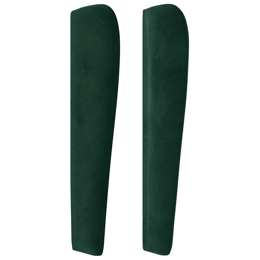 Hoofdbord met randen 93x23x118/128 cm fluweel donkergroen