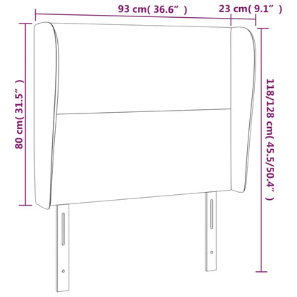 Hoofdbord met randen 93x23x118/128 cm fluweel donkergroen