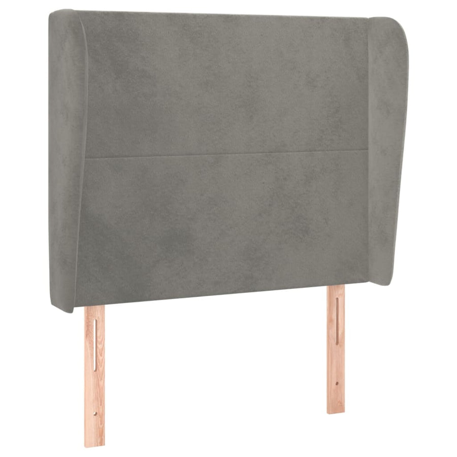 Hoofdbord Met Randen 103X23X118/128 Cm Fluweel Lichtgrijs