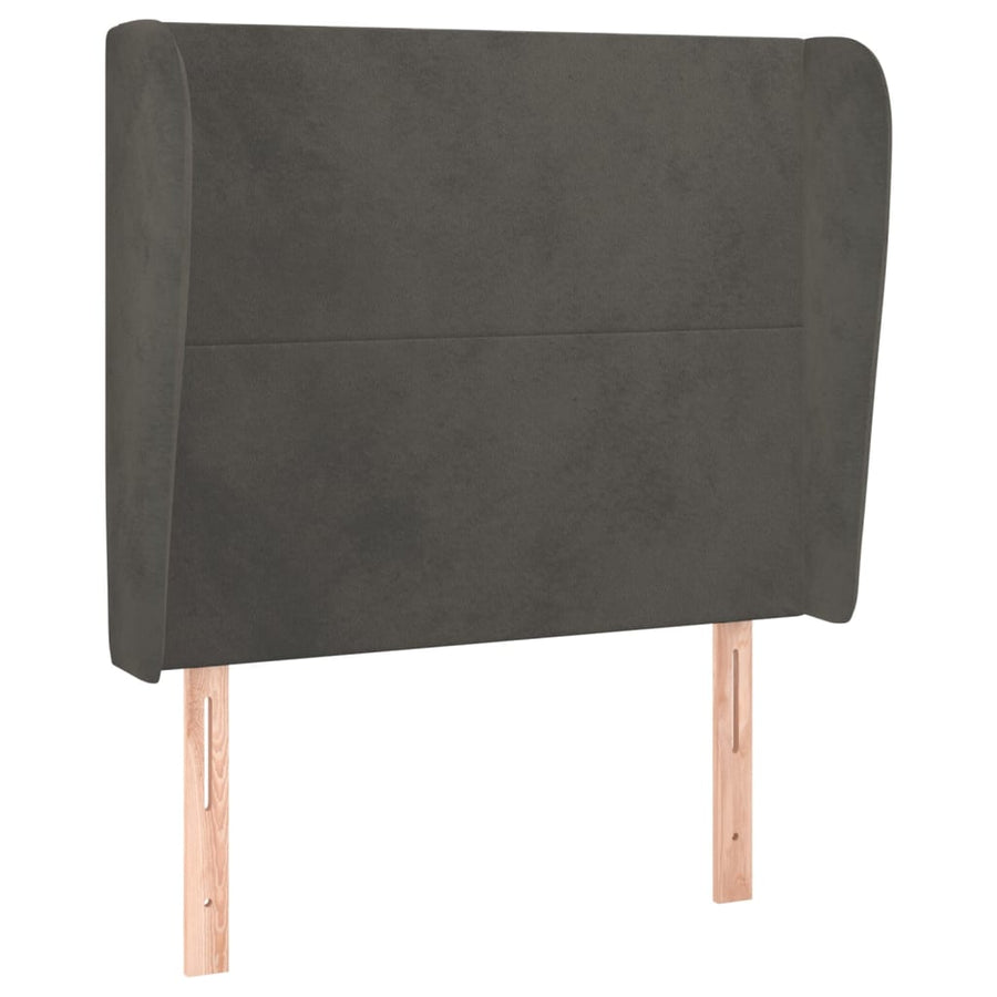 Hoofdbord Met Randen 103X23X118/128 Cm Fluweel Donkergrijs