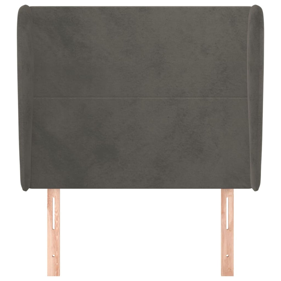 Hoofdbord Met Randen 103X23X118/128 Cm Fluweel Donkergrijs