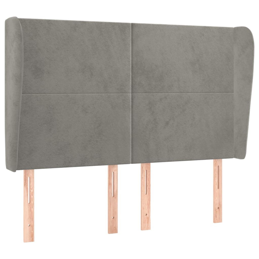 Hoofdbord Met Randen 147X23X118/128 Cm Fluweel Lichtgrijs