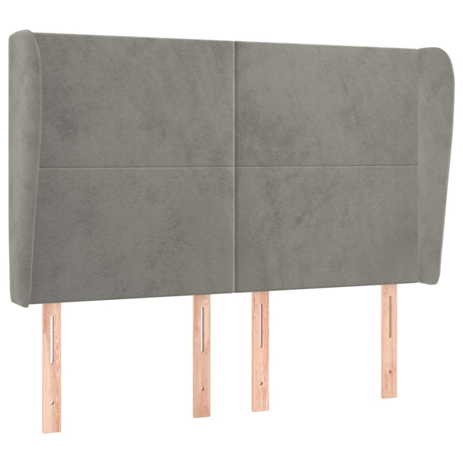 Hoofdbord Met Randen 147X23X118/128 Cm Fluweel Lichtgrijs