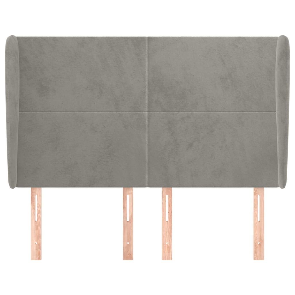 Hoofdbord Met Randen 147X23X118/128 Cm Fluweel Lichtgrijs