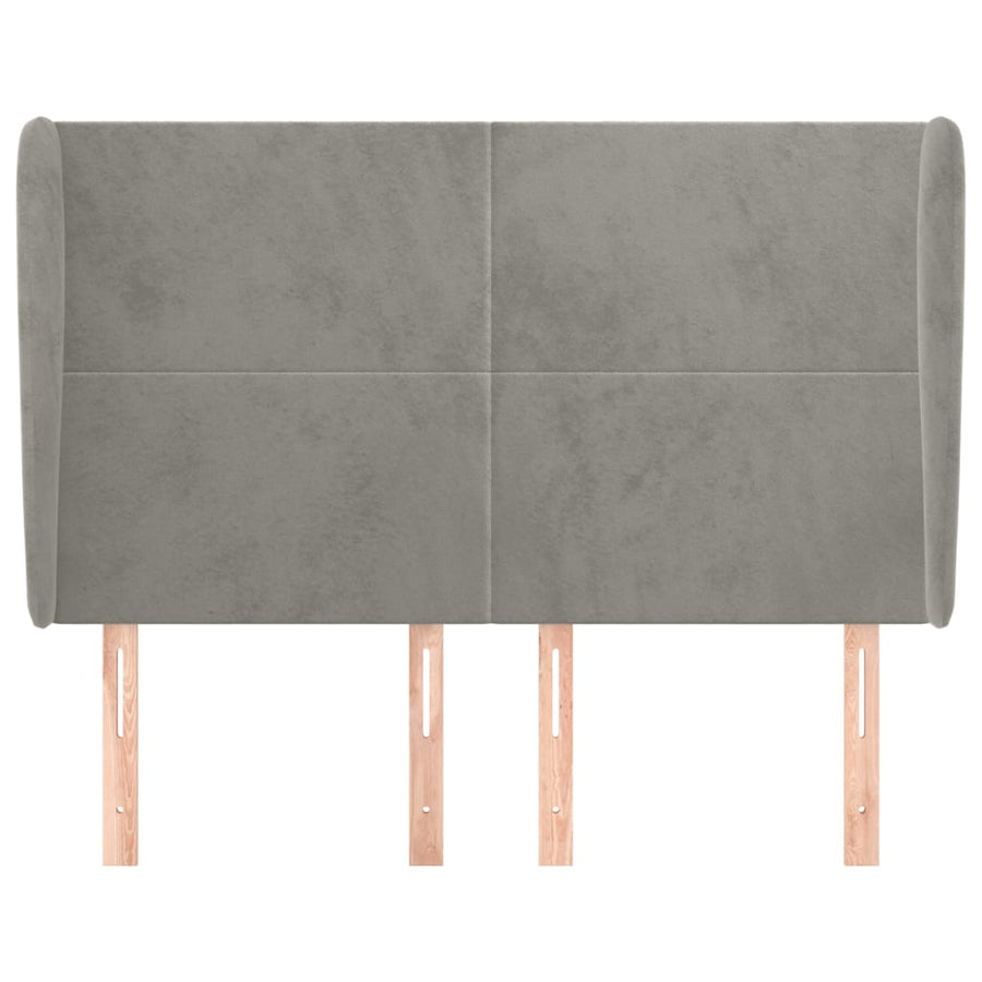 Hoofdbord Met Randen 147X23X118/128 Cm Fluweel Lichtgrijs