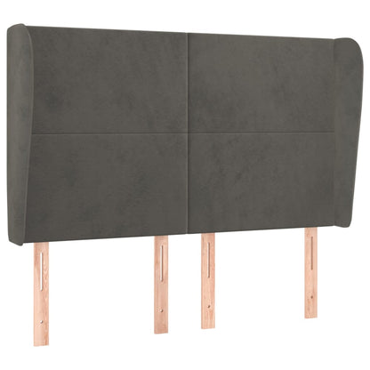 Hoofdbord Met Randen 147X23X118/128 Cm Fluweel Donkergrijs