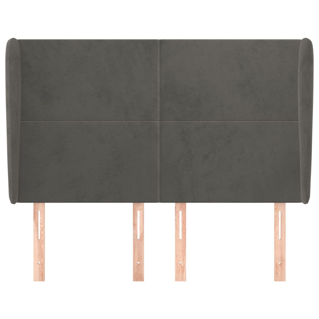 Hoofdbord Met Randen 147X23X118/128 Cm Fluweel Donkergrijs