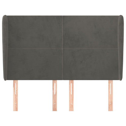 Hoofdbord Met Randen 147X23X118/128 Cm Fluweel Donkergrijs
