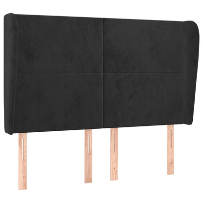 Hoofdbord Met Randen 147X23X118/128 Cm Fluweel Zwart