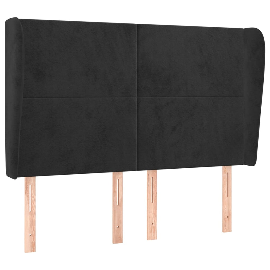 Hoofdbord Met Randen 147X23X118/128 Cm Fluweel Zwart