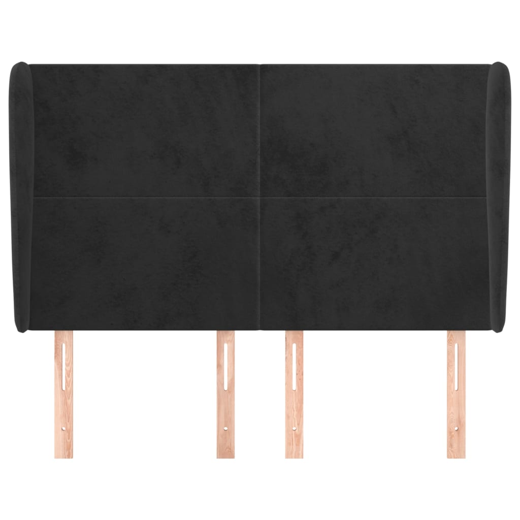 Hoofdbord Met Randen 147X23X118/128 Cm Fluweel Zwart