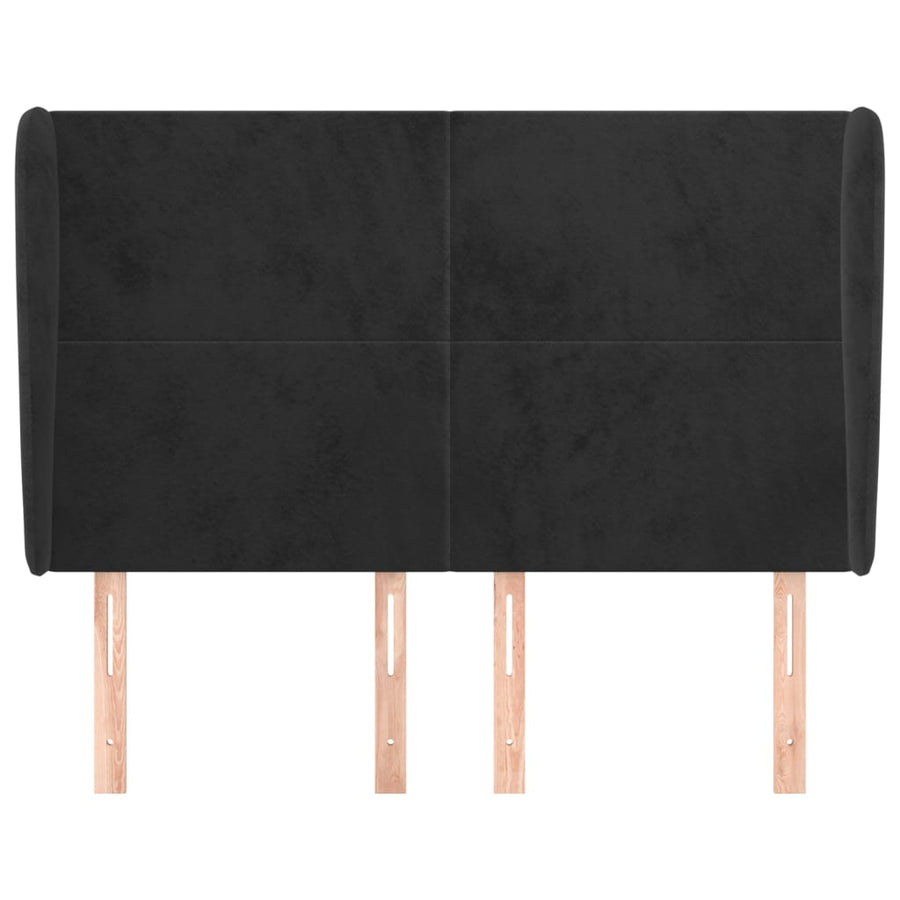 Hoofdbord Met Randen 147X23X118/128 Cm Fluweel Zwart