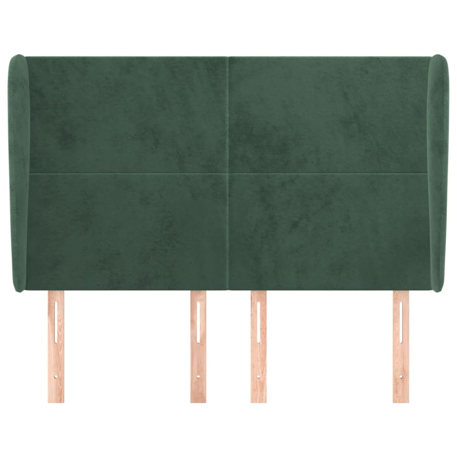 Hoofdbord met randen 147x23x118/128 cm fluweel donkergroen