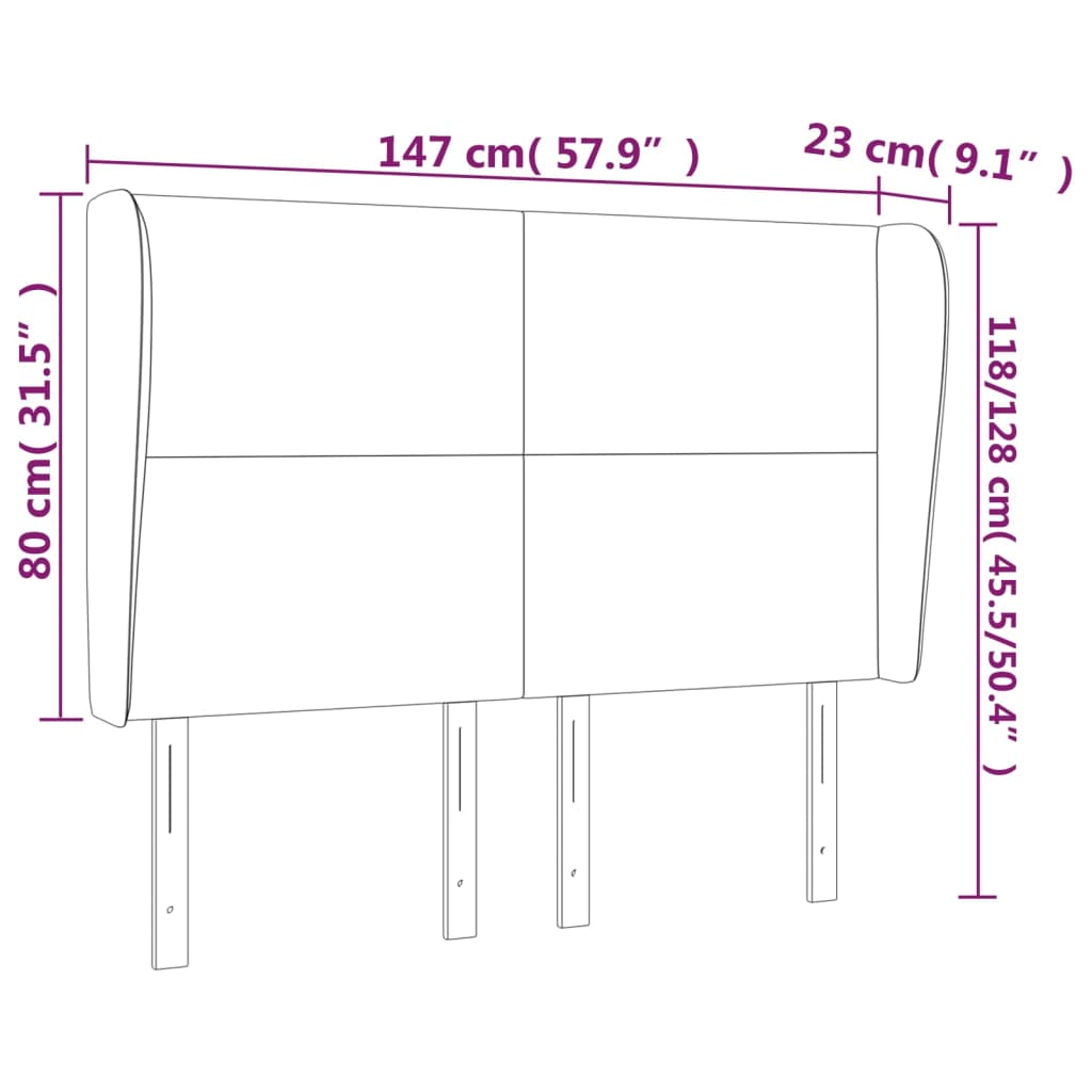Hoofdbord Met Randen Fluweel 147 x 23 x 118/128 cm Donkergroen