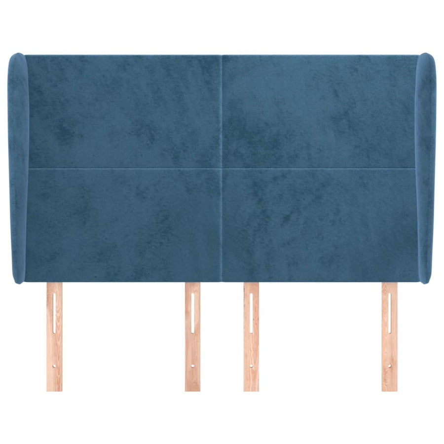 Hoofdbord Met Randen 147X23X118/128 Cm Fluweel Donkerblauw