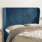 Headboard with borders 147x23x118/128 cm velvet dark blue