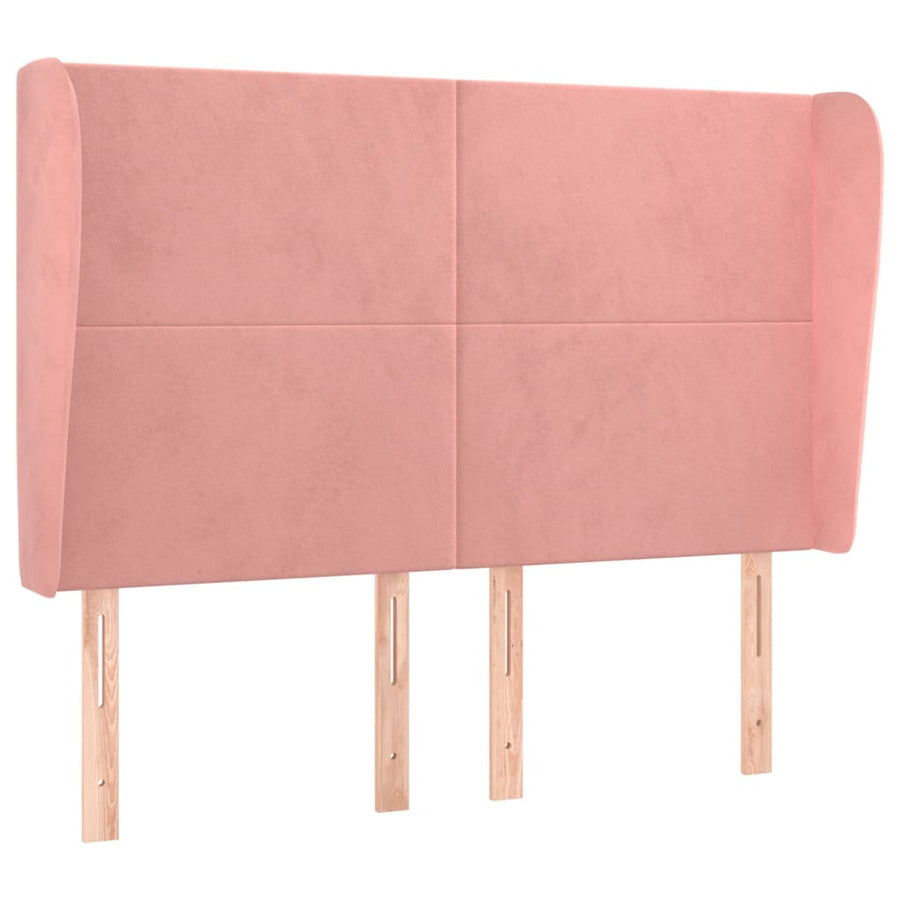 Hoofdbord Met Randen 147X23X118/128 Cm Fluweel Roze