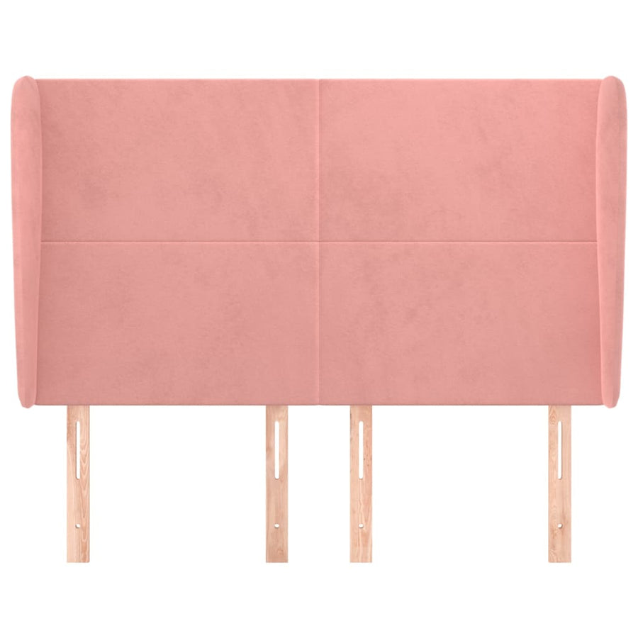 Hoofdbord Met Randen 147X23X118/128 Cm Fluweel Roze