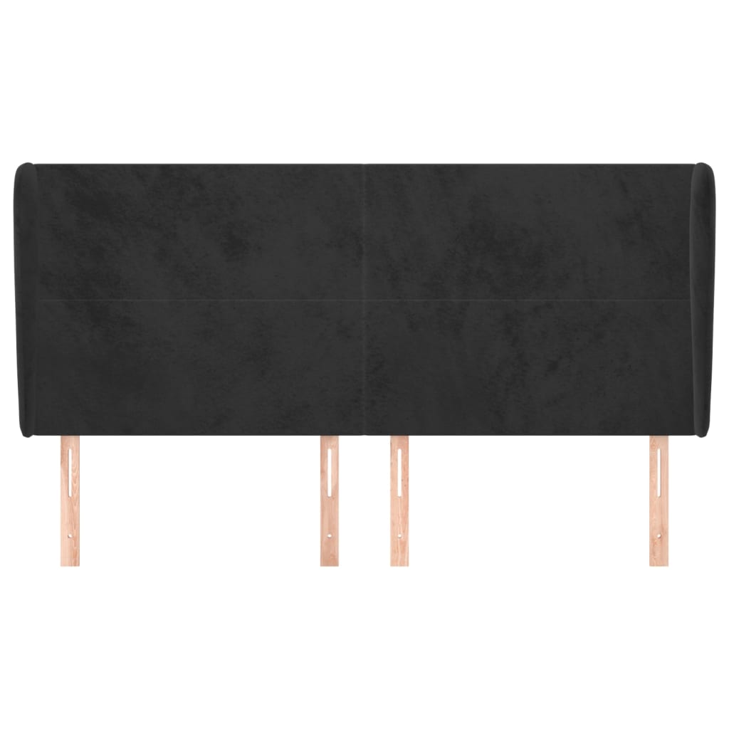 Hoofdbord Met Randen 163X23X118/128 Cm Fluweel Zwart