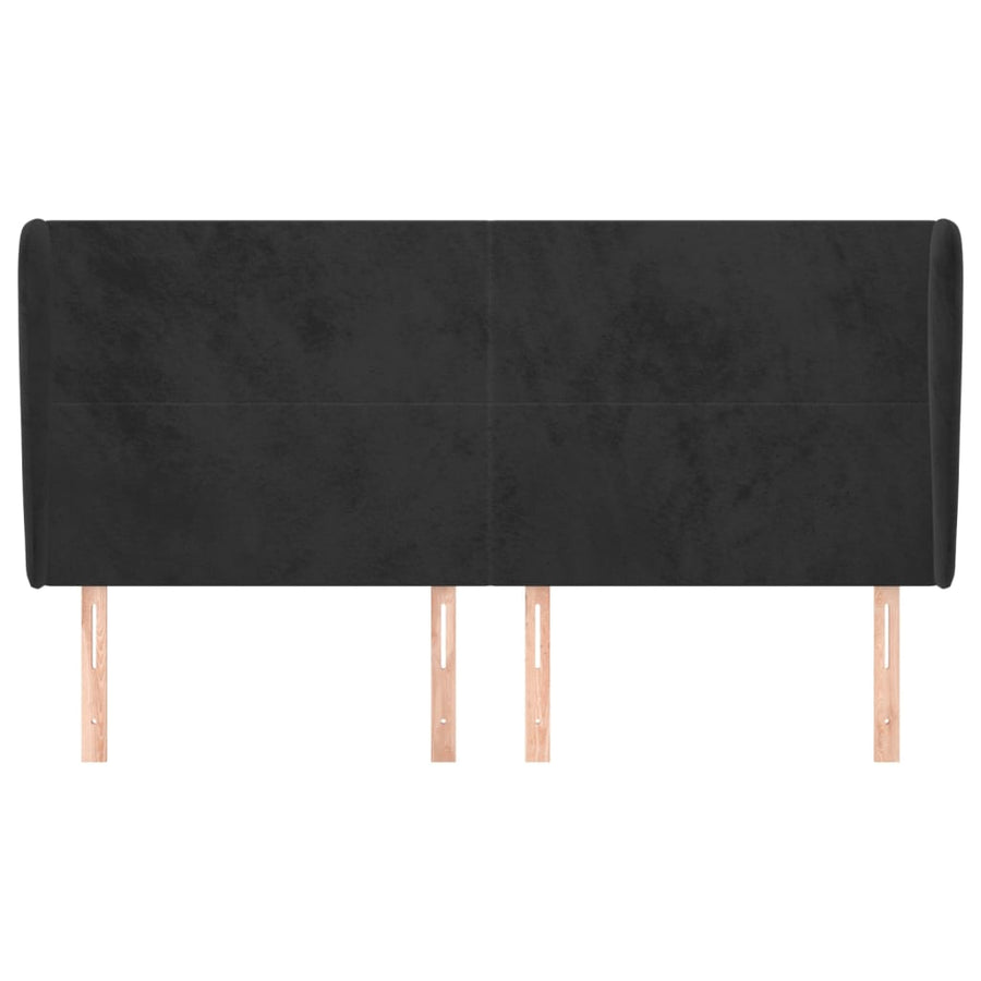 Hoofdbord Met Randen 163X23X118/128 Cm Fluweel Zwart