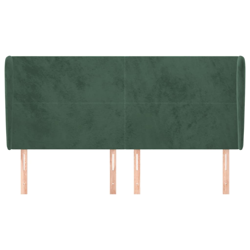 Hoofdbord met randen 163x23x118/128 cm fluweel donkergroen