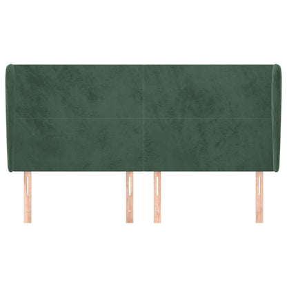 Hoofdbord met randen 163x23x118/128 cm fluweel donkergroen