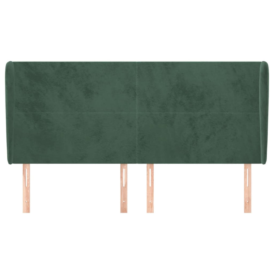 Hoofdbord met randen 163x23x118/128 cm fluweel donkergroen