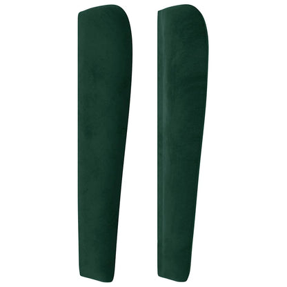 Hoofdbord met randen 163x23x118/128 cm fluweel donkergroen