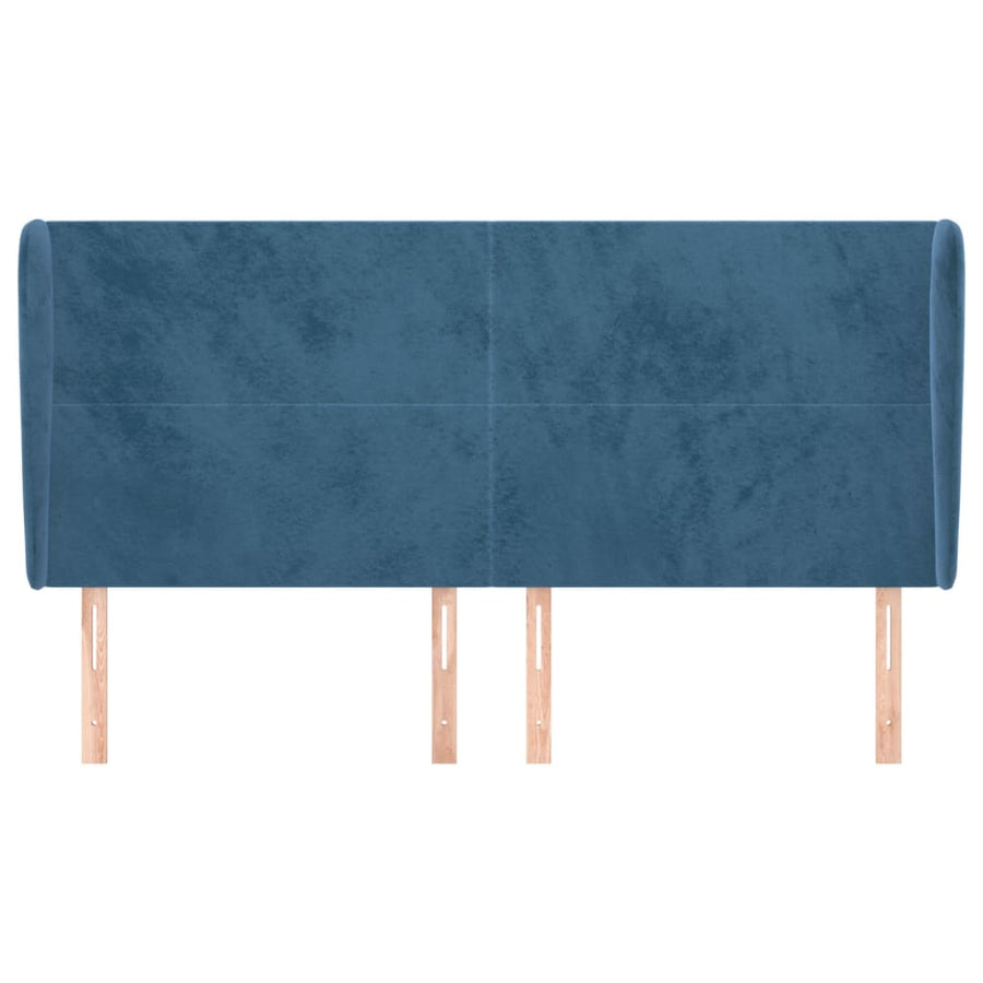 Hoofdbord Met Randen 163X23X118/128 Cm Fluweel Donkerblauw