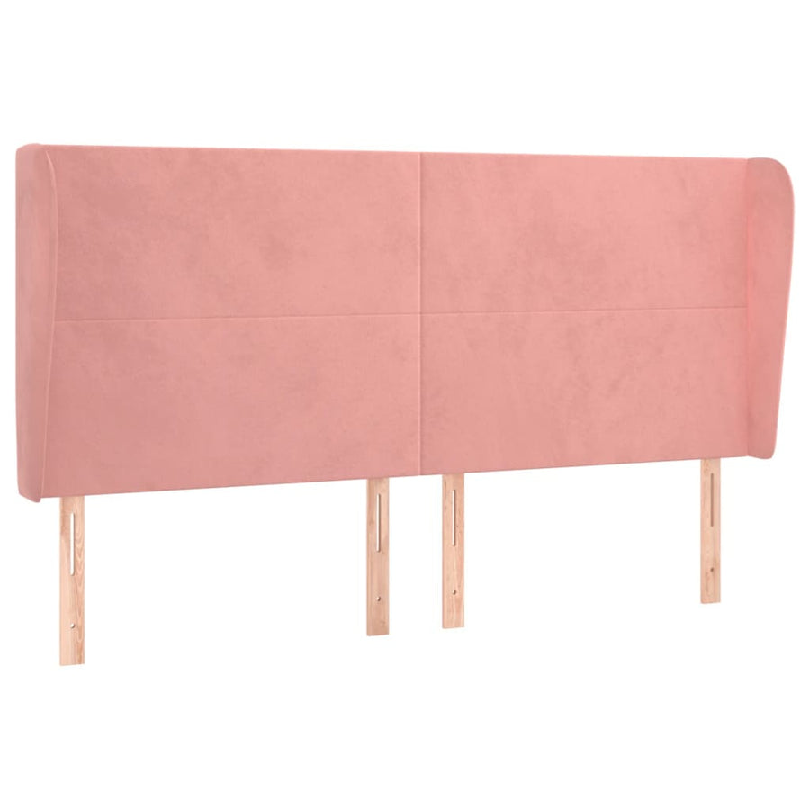 Hoofdbord Met Randen 163X23X118/128 Cm Fluweel Roze