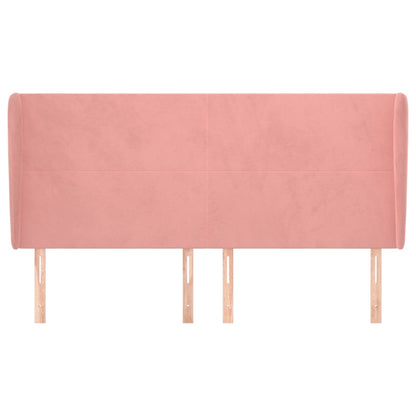Hoofdbord Met Randen 163X23X118/128 Cm Fluweel Roze