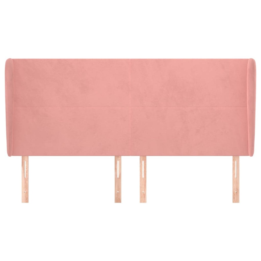 Hoofdbord Met Randen 163X23X118/128 Cm Fluweel Roze