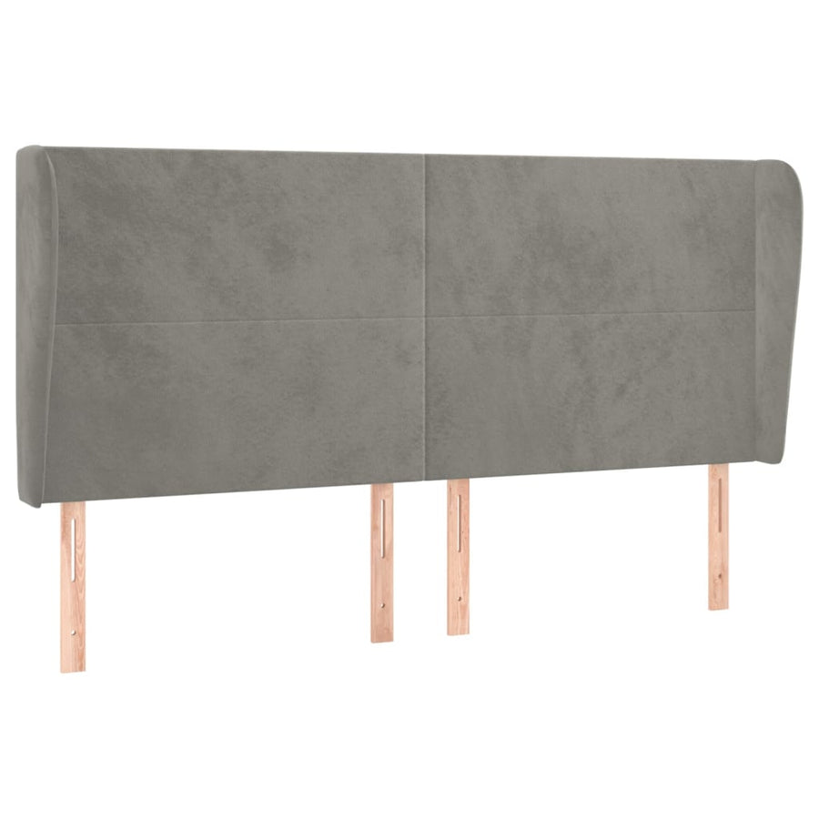 Hoofdbord Met Randen 183X23X118/128 Cm Fluweel Lichtgrijs